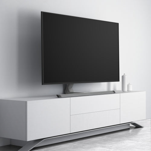 Wolff Mount TV-Fuß aus Aluminium, drehbar und neigbar bis 75 Zoll. Farbe: Anthrazit