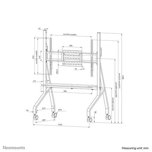 Mobiele Vloersteun Neomounts FL50-525WH1 | Geschikt voor 55-86" Schermen | Wit