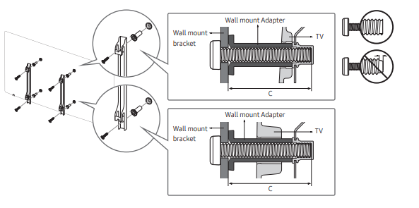 Set mit 4x TV Abstandshaltern (P-Ring) | Geeignet für Samsung 65Q8c, BN96-43169A, bn9643169a