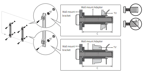 P-Ring-Adapterset passend für Samsung-Fernseher – 4x P-Ring – 4x M8x50-mm-Schrauben + 12 Unterlegscheiben – Zur Montage einer TV-Halterung