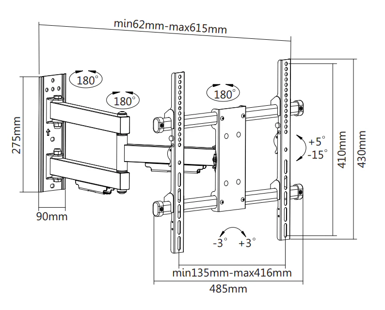 Full Motion TV Muurbeugel - Perfect voor 32-55 inch TV's - Tot 50 KG Belastbaar - 10 jaar garantie