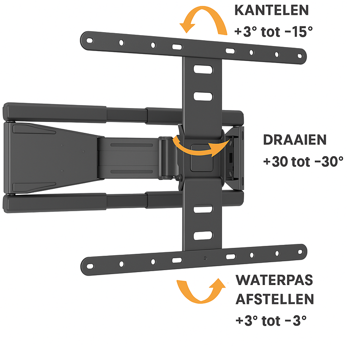Wolff Mount Ultra flache Full Motion TV-Wandhalterung | Abstand 19,5 bis 250 mm | Dreh- und kippbar | VESA 600x400 | Universal