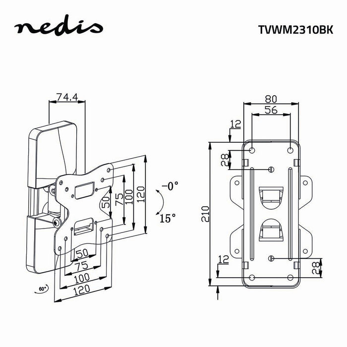 Vollbewegliche TV-Wandhalterung | 10 - 26" | Max. 20 kg | 1 Scharnierpunkt