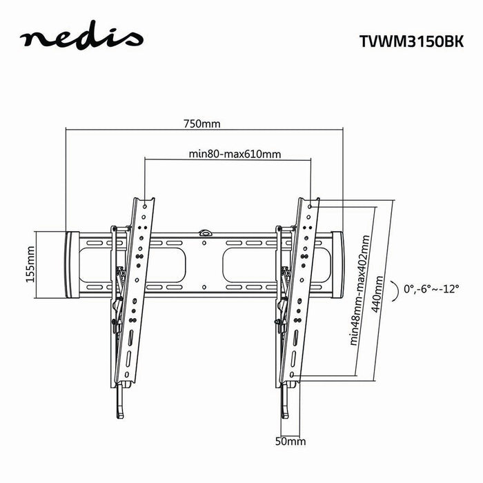 Neigbare TV-Wandhalterung | 37 - 70" | Max. 40 kg | Neigungswinkel 12°