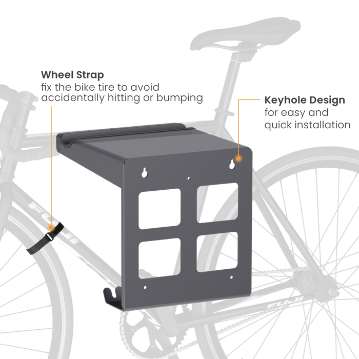 Wolff Mount Metall-Rennrad-Wandhalterung mit Ablagefach, Farbe Schwarz