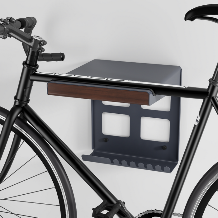 Wolff Mount Metall-Rennrad-Wandhalterung mit Ablagefach, Farbe Schwarz