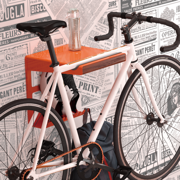 Wolff Mount Metall-Rennrad-Wandhalterung Dutch Orange mit Ablagefach