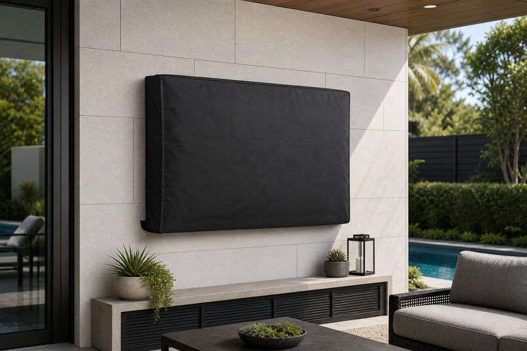 Outdoor TV-Schutzhülle | 30" - 32" | Hochwertiges Oxford-Gewebe | Separates Fach für Fernbedienung | Schwarz