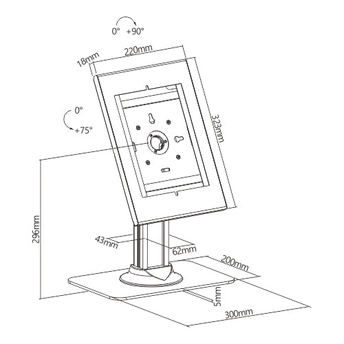 Wolff Mount TVB-138 Tablet-Schreibtischständer – Diebstahlsichere Kiosk-Halterung für iPad und Samsung Tablets