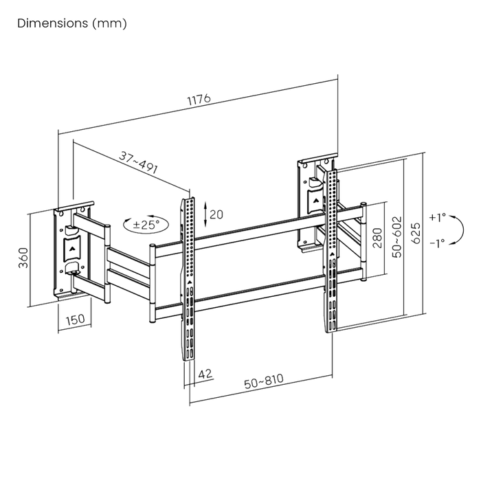 Wolff Mount Schwerlast TV-Wandhalterung bis 100 Zoll | Ultra Flach & Eckmontage