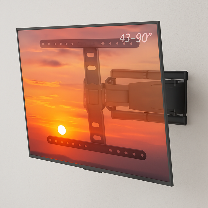Wolff Mount Ultra flache Full Motion TV-Wandhalterung | Abstand 19,5 bis 250 mm | Dreh- und kippbar | VESA 600x400 | Universal